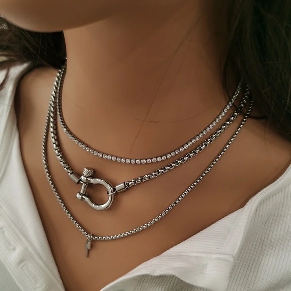 1 Zara Gold Tennis Round Cut Eternity Clear Crystals Necklace Chocker